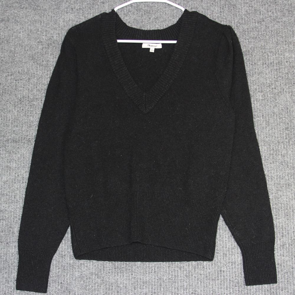 Madewell Womens Sweater Size S Black V Neck Long Sleeve Pullover Knit